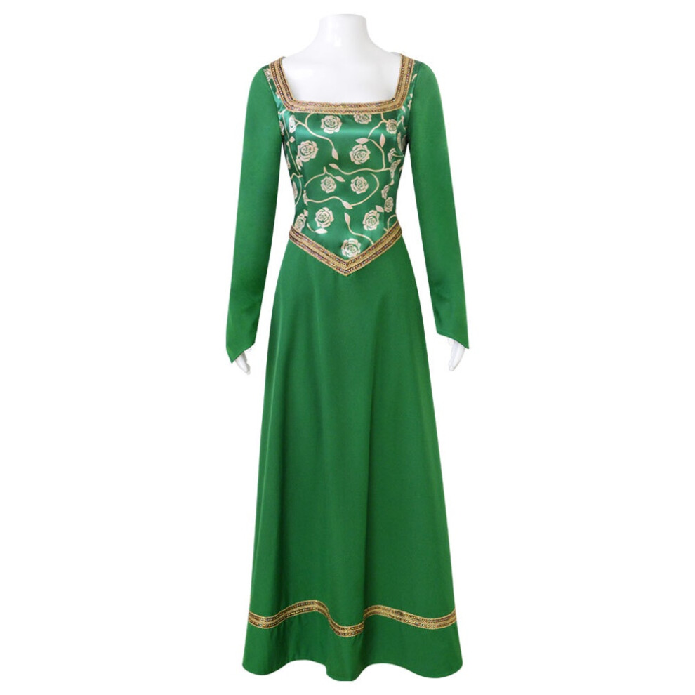 (Xl)Disfraz De Princesa Shrek Fiona Disfraz Dama Vestido Verde Halloween Carnaval Conjunto-image