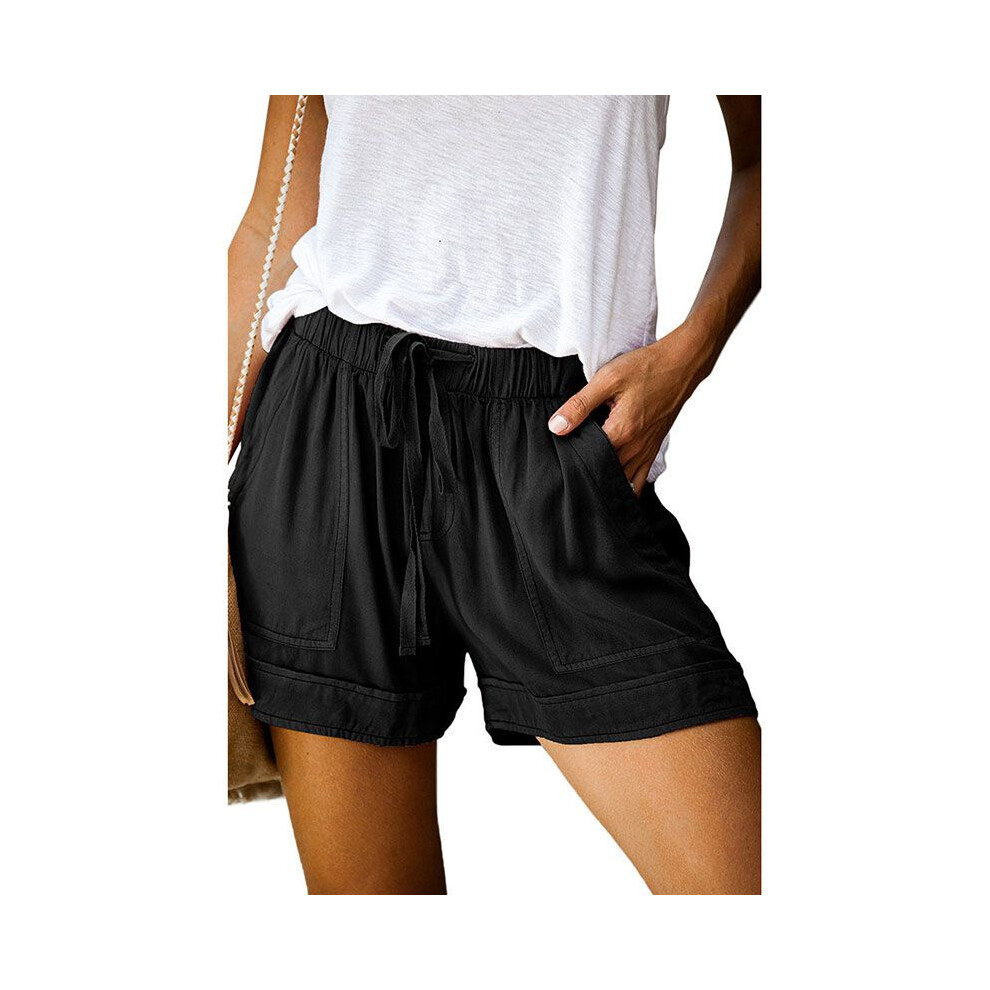 (Black, 5XL) Womens Mini Loose Drawsing Shorts Ladies Loungewear Running Gym Plain Pants-image-OPC-PJCR6DY-NEW