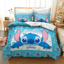 (Stitch, EU-Single(2pcs):135×200cm) Lilo Bedding Stitch Set Kids 3d Stitch Duvet Cover Pillowcase Gift Bed Set