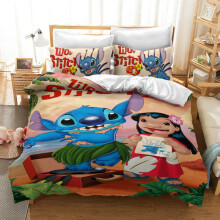 (Lilo Stitch, EU-Double(3pcs):200×200cm) Lilo Bedding Stitch Set Kids 3d Stitch Duvet Cover Pillowcase Gift Bed Set