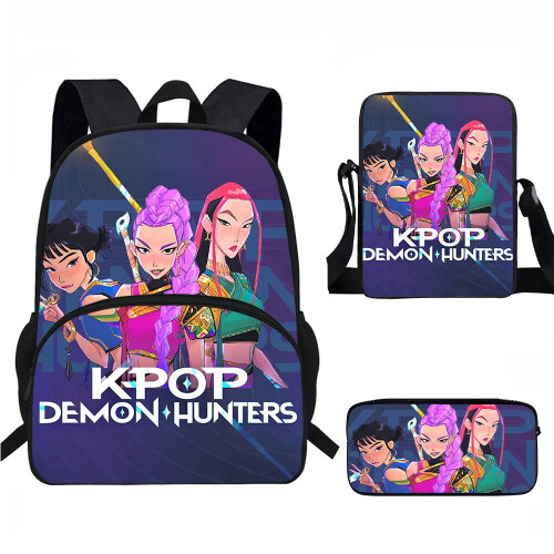 (Style 4) Hunters Kpop Demon Child School Backpack Set Breathable Students Primary Fabric
