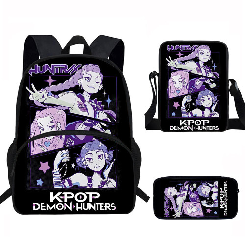 (Style 3) Hunters Kpop Demon Child School Backpack Set Breathable Students Primary Fabric