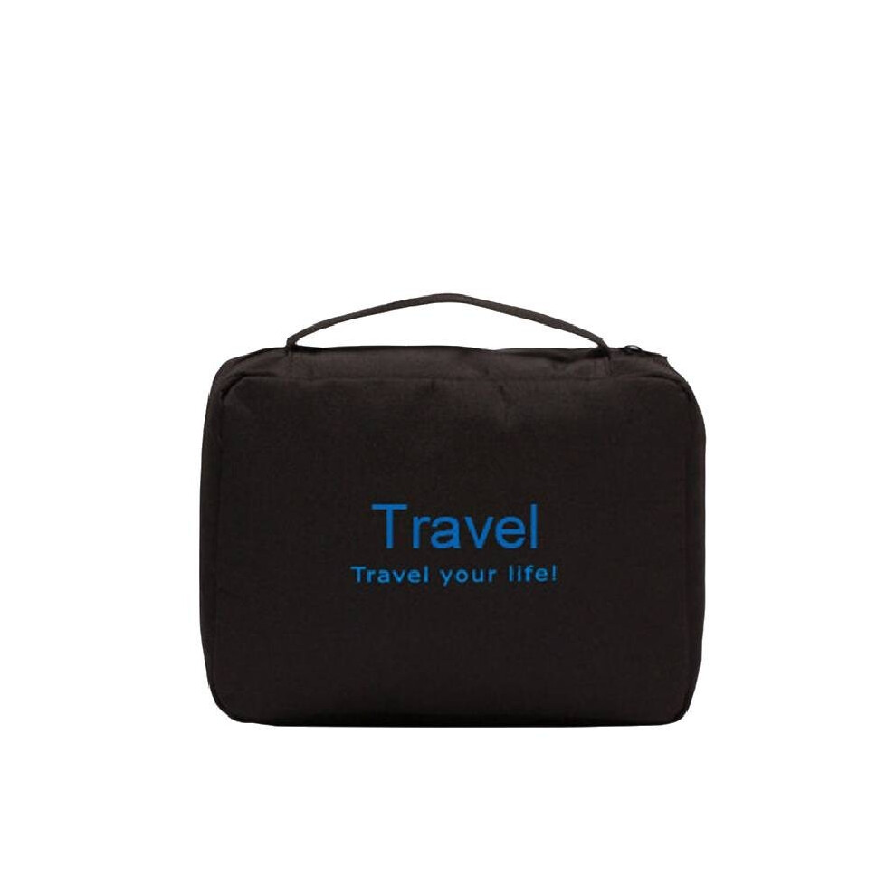 (Black) Foldable Travel Toiletries Bag With Letters Multifunctional Convenient Hanging-image-OPC-PJCRJZJ-NEW