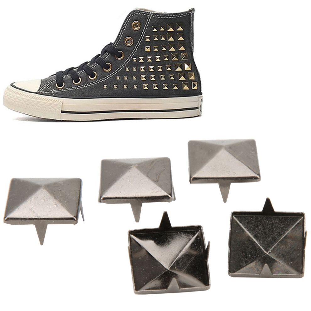 100Pcs Square Pyramid Punk Rivets 10Mm Brass Metal Studs For Clothingblack 8181334172020