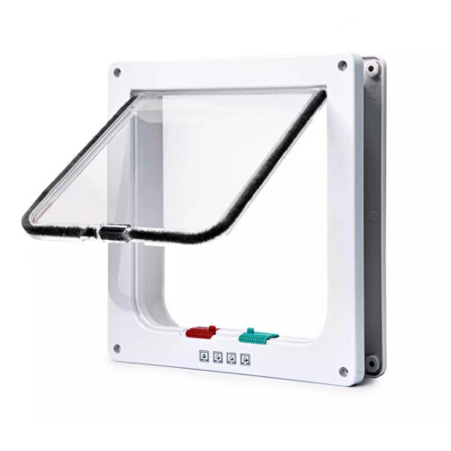 (White, M) Flap Lockable Pet Frame Door Home Cat Supplies Acrylic Secure Mate Durable Dog