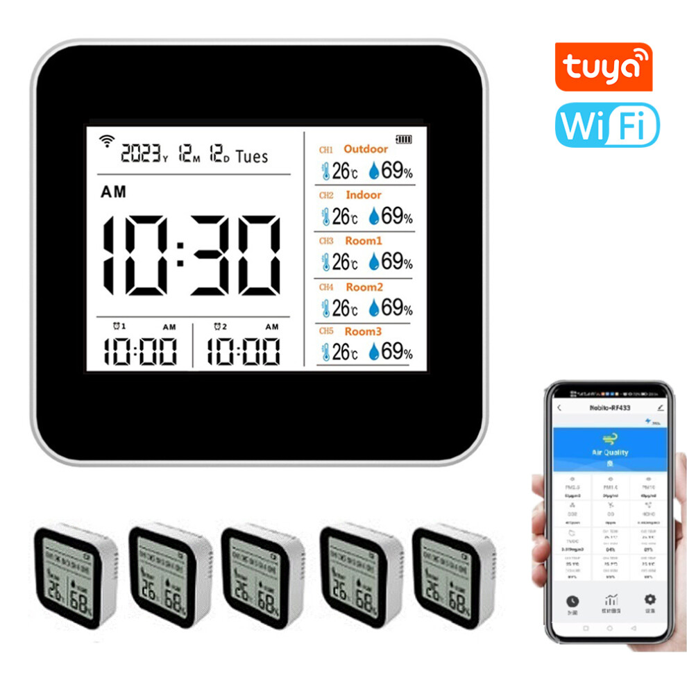 13 in 1 Tuya WIFI Indoor Thermometer Hygrometer with Timer App Control