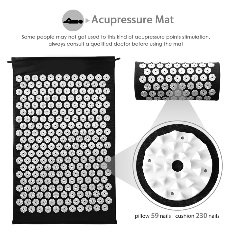 Acupressure Mat & Pillow Set for Pain Relief, Relaxation, 680x420mm