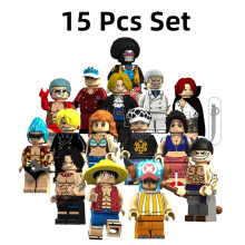 (15 Pcs A)One Piece Luffy Minifigures Nami Zoro Blocs de Construction Hachoir Jouet Set Enfants Cadeaux