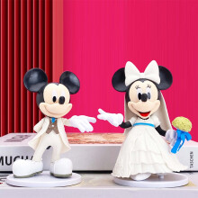 2 Stück Mickey Minnie weiß Brautkleid Figur Puppe Tortenaufleger Geschenk Fächer
