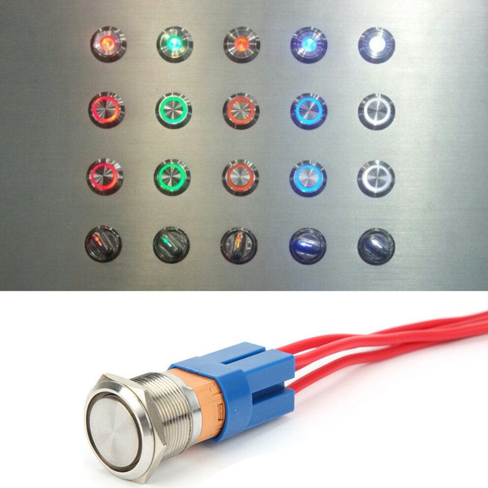 22Mm Ip65 20A Push Button Switch With Contacts, Self Reset Silver 4691334179874