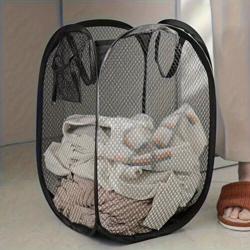 Extra large pop-up mesh laundry bin with handles - foldable, large capacity laundry bin