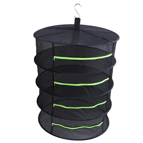 Multi-Layer Herb Drying Rack with Zipper, 4 Layers, Mesh & Oxford Fabric
