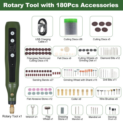 4,2 V kit d’outil rotatif mini, 2000 mAh, 190x32x30mm 2