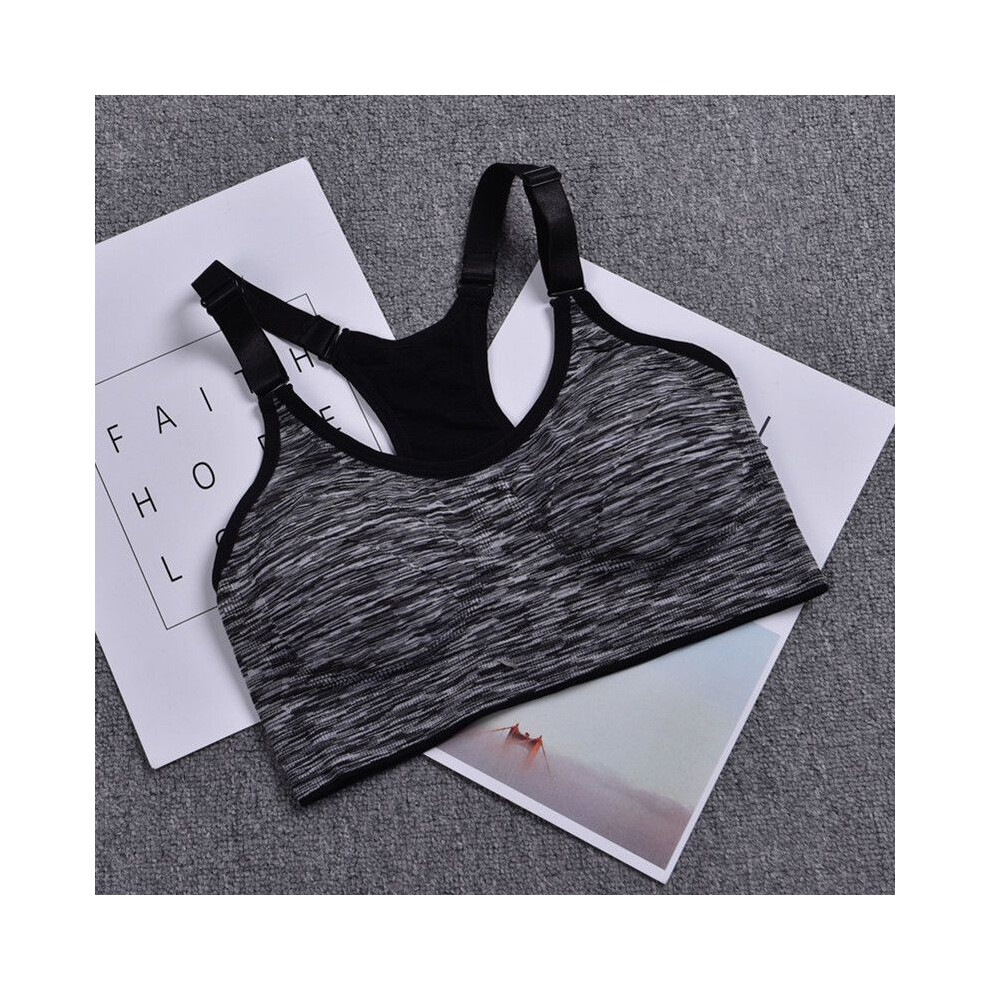 (Gray,L)Soutien-gorge de sport actif rembourré pour femmes hauts gilet gym fitness yoga course soutien-gorge gym