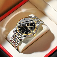 Elegante waterdichte lichtgevende herenhorloge met datum en weekfunctie, roestvrij staal, sporthorloge