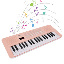 37-Key Electronic Keyboard Piano, 200 Tones & Rhythms, Portable Pink/Blue