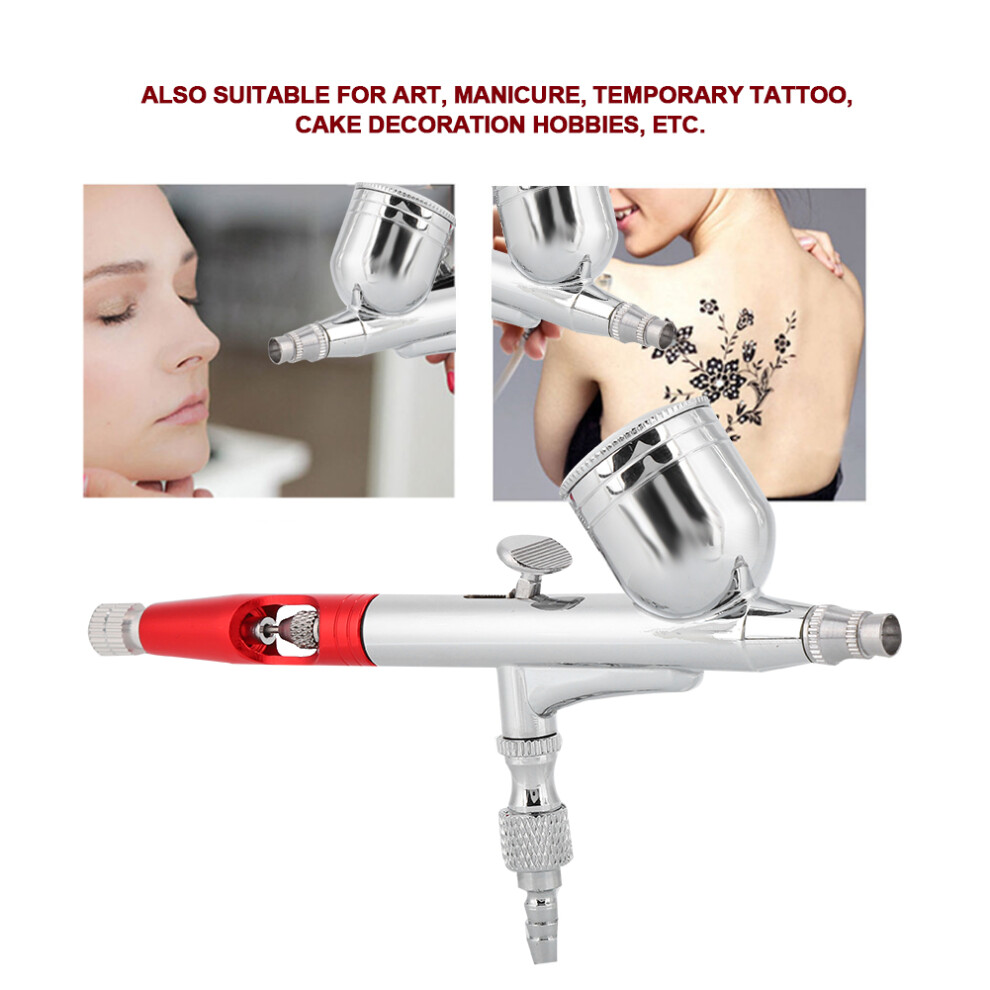 Silver/Red Portable Atomization Airbrush Spray Gun 0.3Mm 15Ml, &