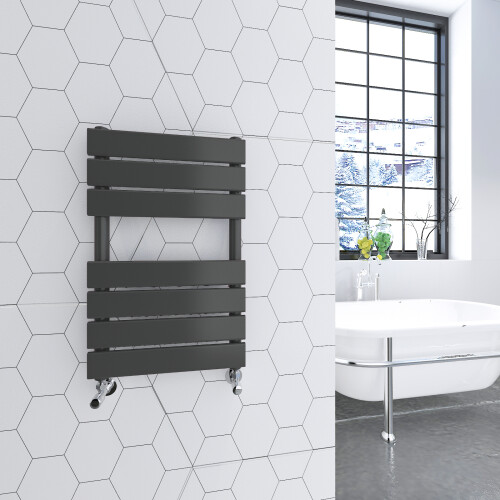 AICA (Anthracite, 650x400mm) Heated Towel Rail Flat Central Heating Radiator 1