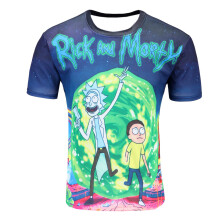 (XL)Rick And Morty Polyester Herren Sommer T-Shirts leicht lässig Cartoon Druck