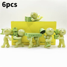 (6pcs Worker)Leuchtende Smiski Actionfigur Cartoon Elfe Modell Spielzeug PVC Dekoration Display Geschenk