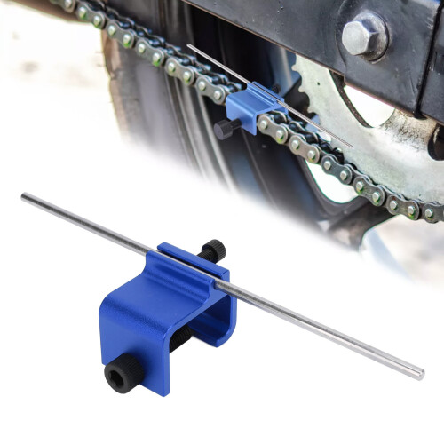 Versatile Aluminum Chain Alignment Tool for Motorcycles & ATVs - Blue