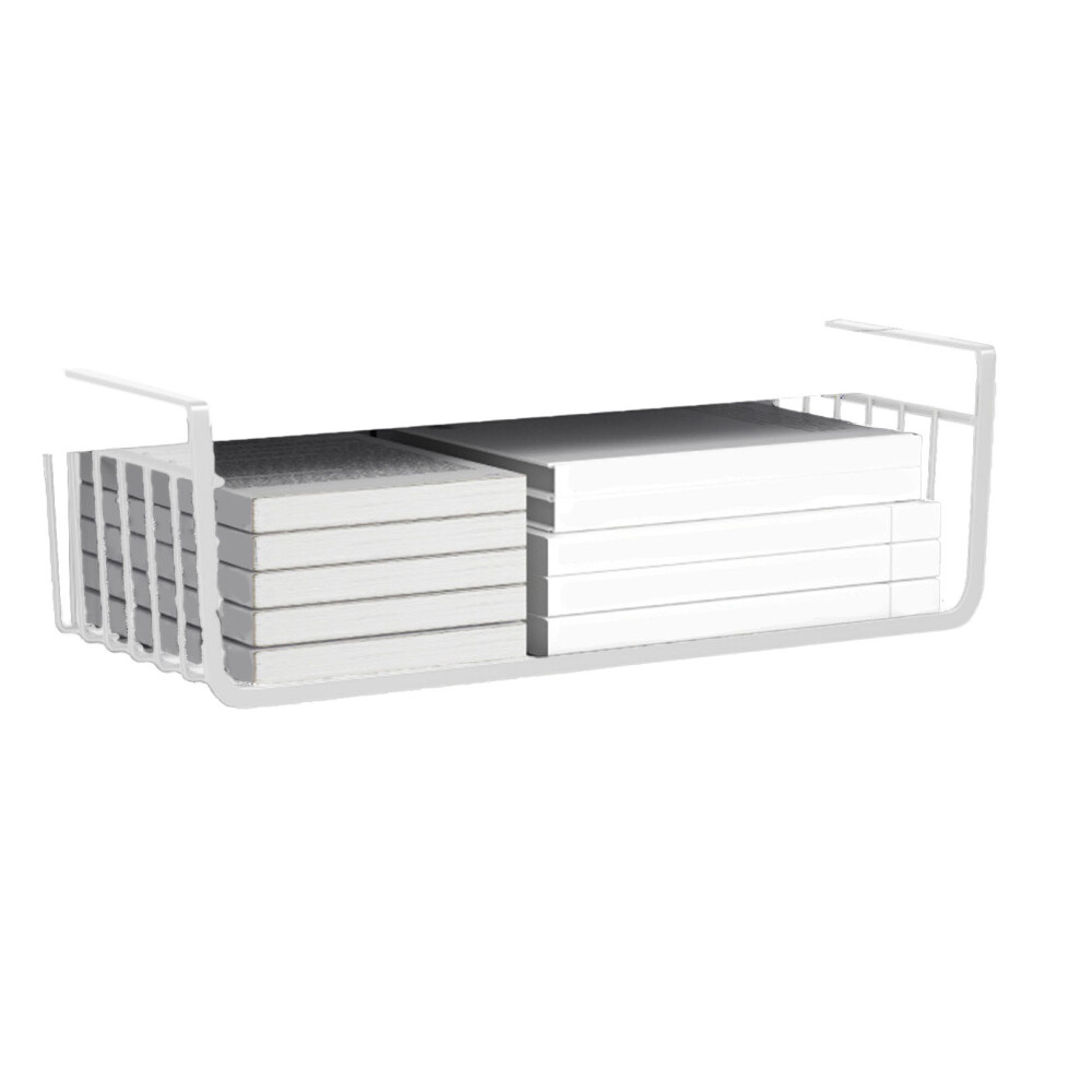 Extra Large Under Shelf Basket Iron Wire Storage Hanging Organizer White