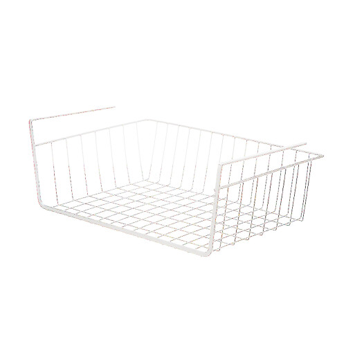 Extra Large Under Shelf Basket Iron Wire Storage Hanging Organizer White 2