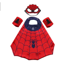 Halloween Dress Up Spider Cape and Mask with Wristband for Boys Girls