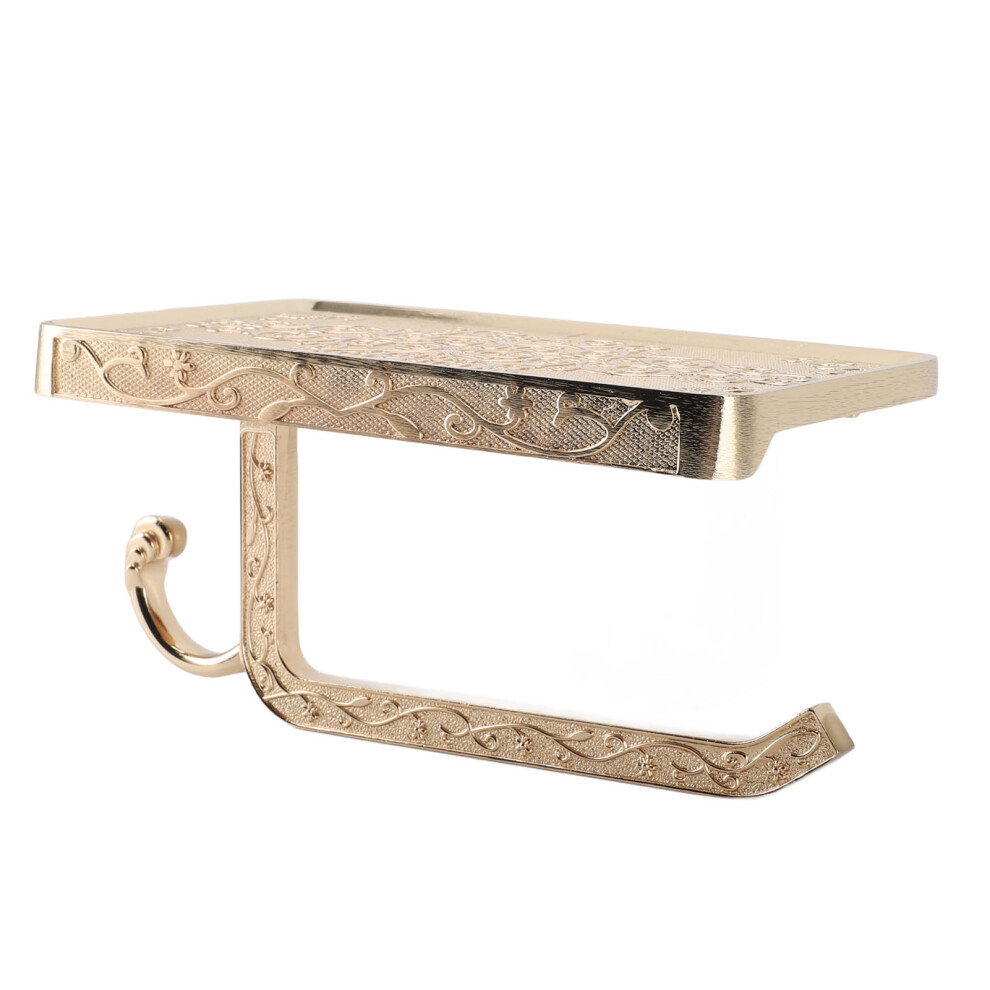 Space Aluminum Wall Toilet Paper Holder with Phone Shelf Gold Carving Finish-image-OPC-PJCTS82-NEW