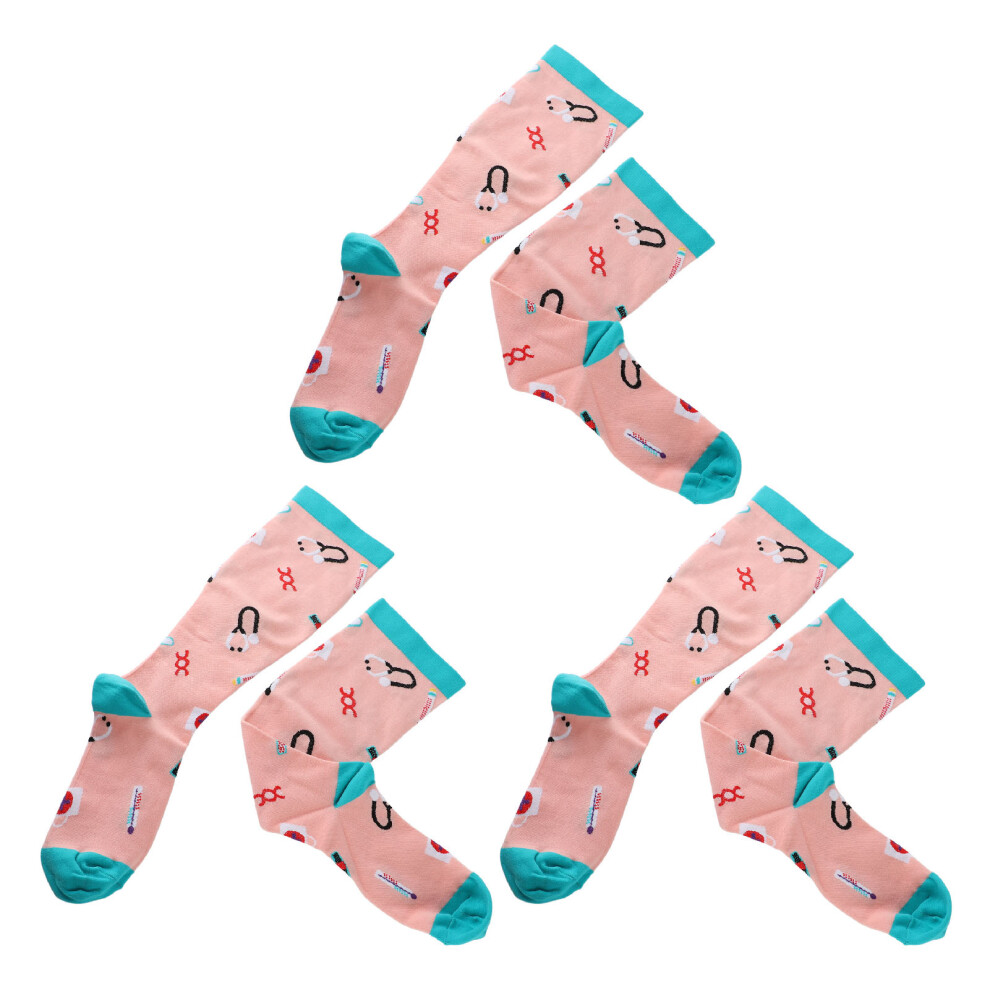 3 Pairs Plus Size Wide Calf Compression Socks, Knee High, Support, Nylon