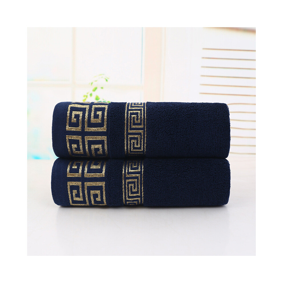 (Dark Blue,70*140cm)Serviette de bain coton brodé gant de toilette couleur unie extra épais quotidien femme homme