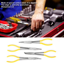 4 Pcs Long Nose Pliers Set, 11in Carbon Steel, 25 45 90 Tips