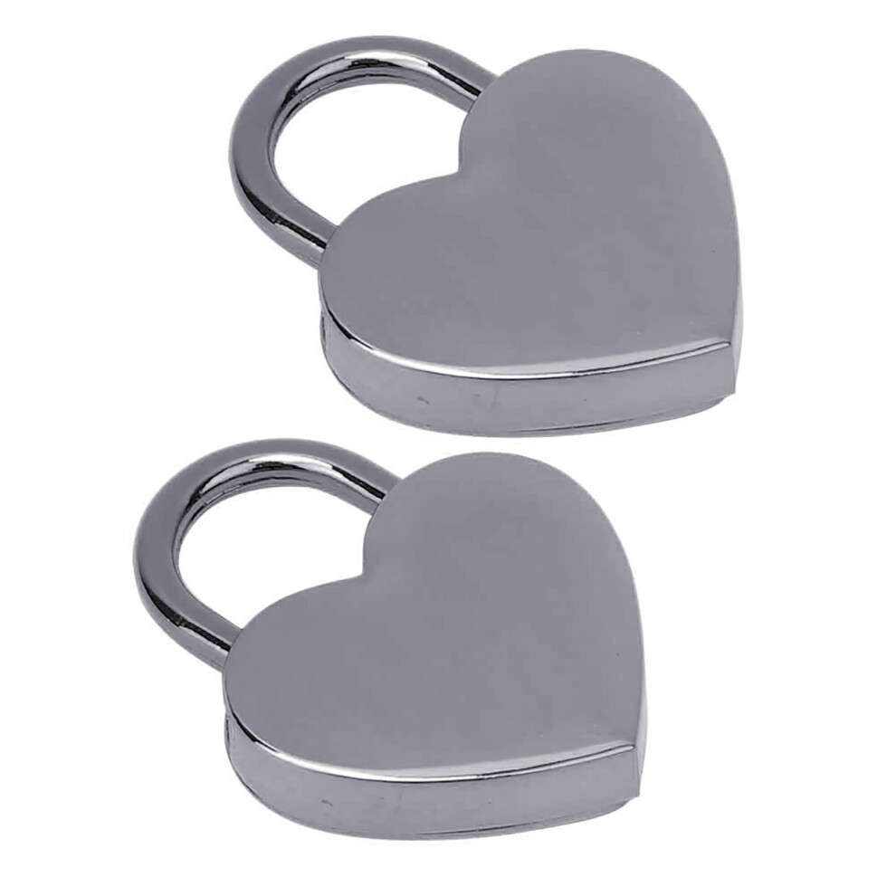 Durable Black Metal Heart Lock Set 30X39mm Ideal For Small Luggage & More 7891334230828