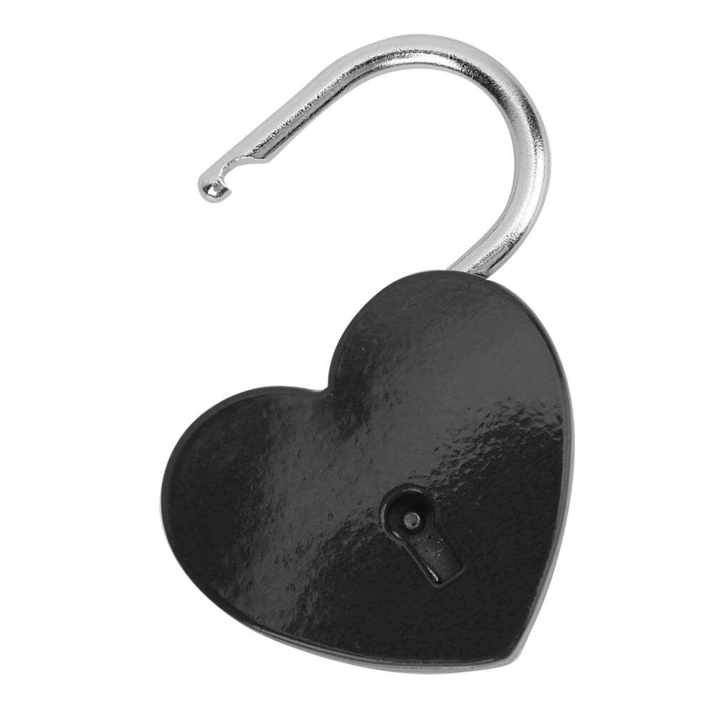 Compact 45X59mm Black Metal Heart Lock Padlock For Crafts & Small Luggage 7611334230839