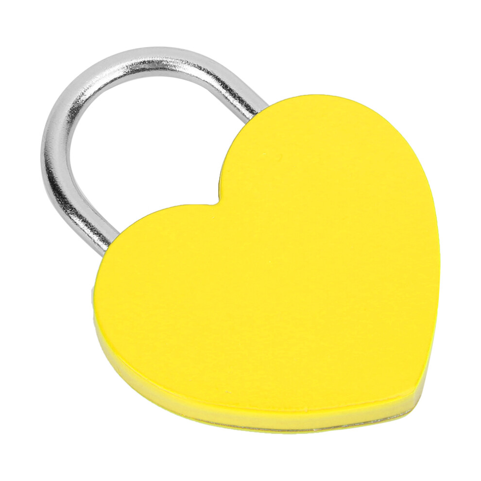 Vibrant Yellow Heart Lock Metal Padlock 45X59mm With Key For Crafts & Home 6911334231210