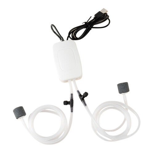 Pompe à air silencieuse USB pour aquarium mini, 2 sorties, ABS