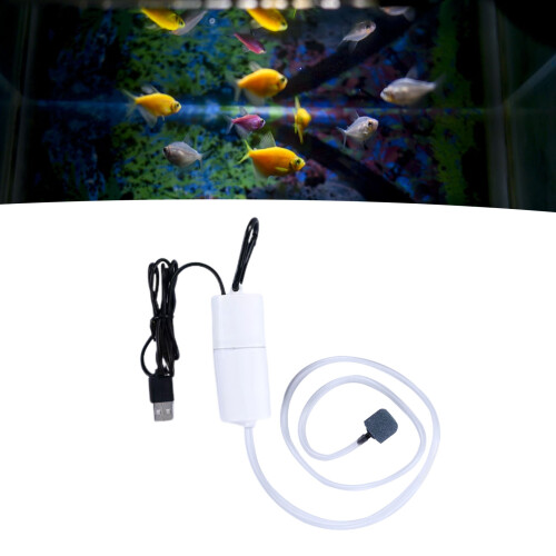 Pompa dell'ossigeno per acquario in ABS bianco, USB mini, silenziosa 2