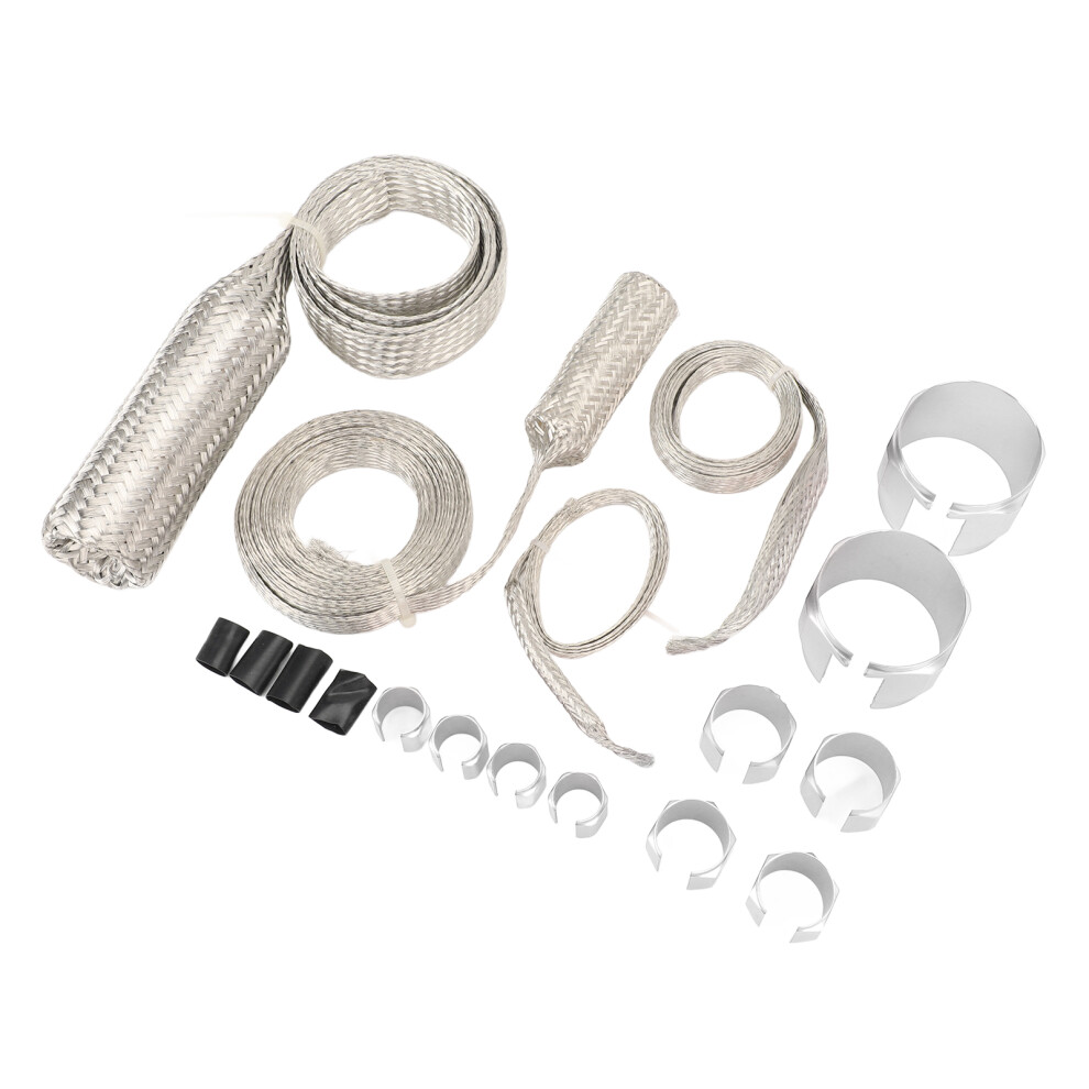 Stainless Steel Radiator Hose Cover Kit, Universal Heat-Resistant Silver 7691334232101