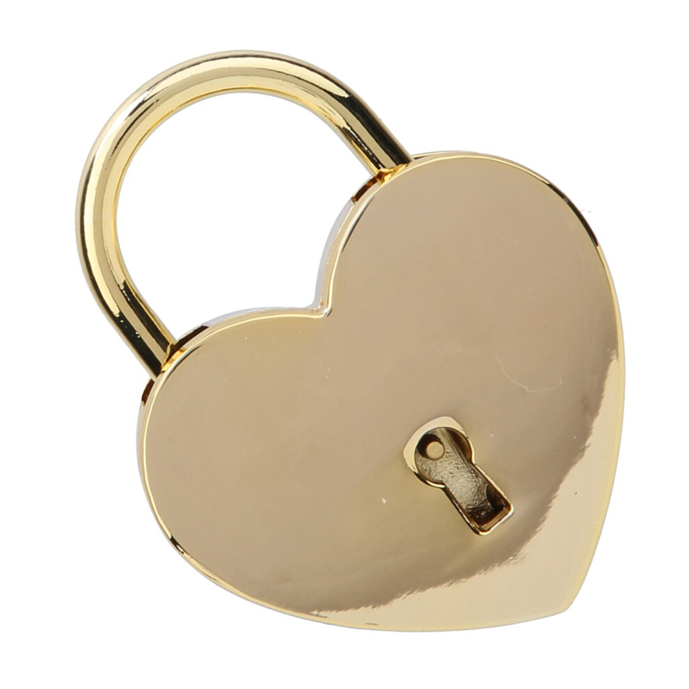 Vintage Heart Lock Padlock With Key 45X59mm Metal Gold Finish Craft Supplies 7651334235304