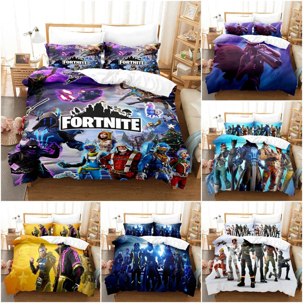 (Fortnite 05, Double  200cmX200cm) Boys Game Cartoon 3D Bedding Set Quilt/Duvet Cover Set 2/3PCS Single Double King-image-OPC-PJCTZVZ-NEW
