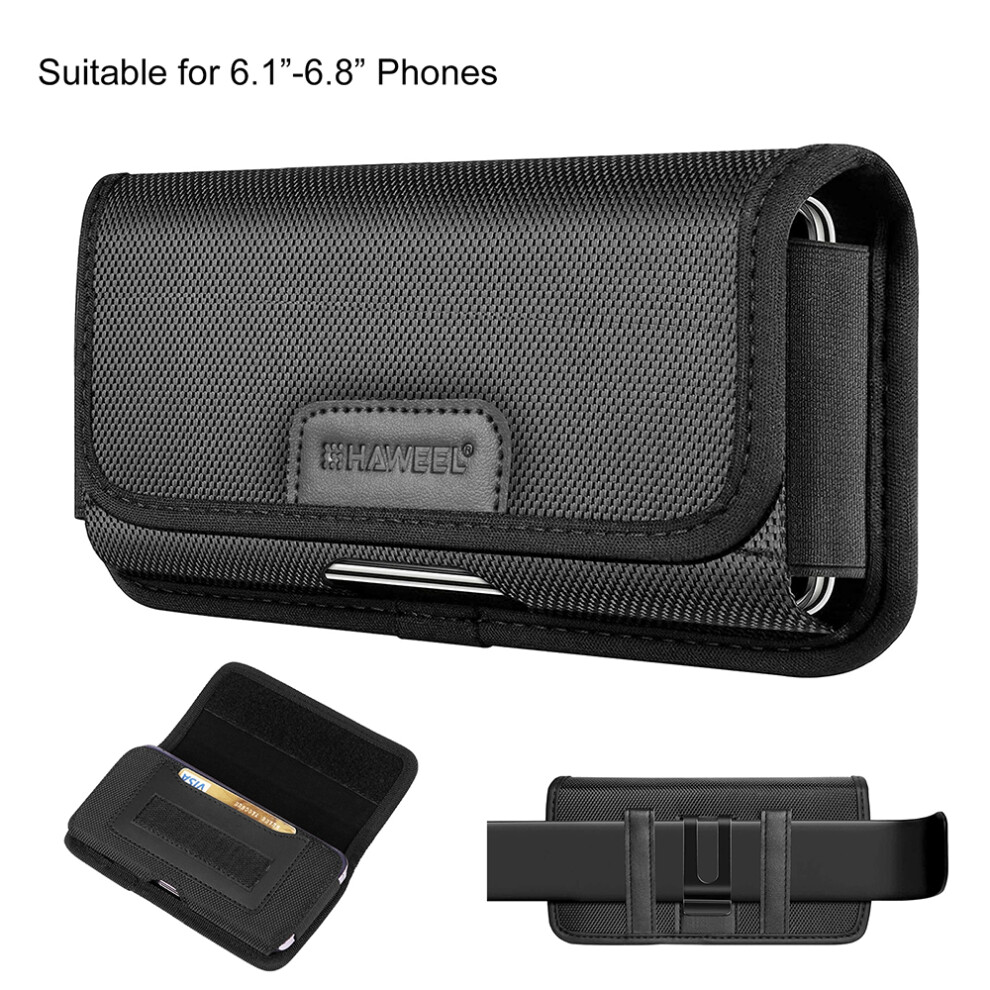 HAWEEL Waterproof Nylon Cell Phone Pouch Belt Holster Case Black for Most Smartphones-image-OPC-PJCV5HH-NEW