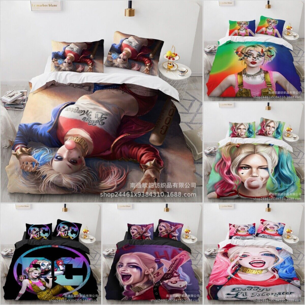 (08, King(230cmx220cm)) Bedding Set 3 PCS Quilt Duvet Cover Harley Quinn&Teens Dorm Single Double King-image-OPC-PJCV5PT-NEW