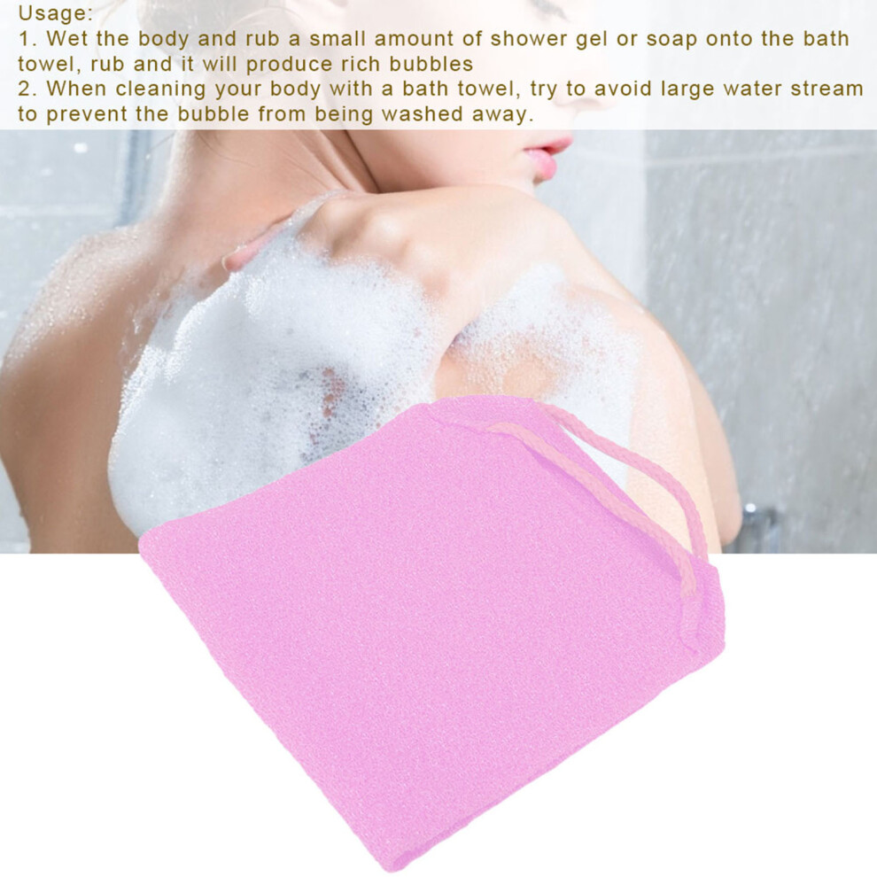 Elastic Pink Shower Body Scrub Washcloth for Exfoliating & Deep Cleaning
