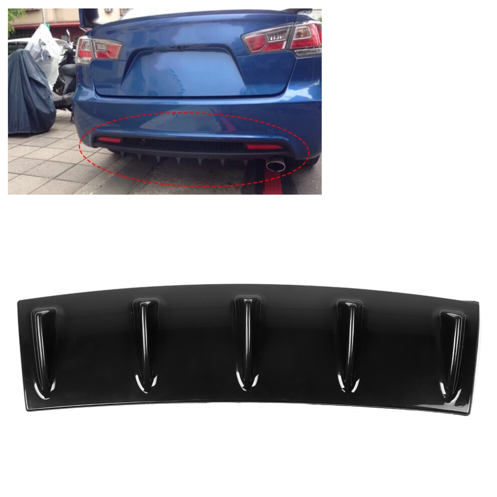 Universal 5-Tooth Rear Bumper Diffuser Lip Spoiler Fin Abs Plastic Light/Black 7621334240790