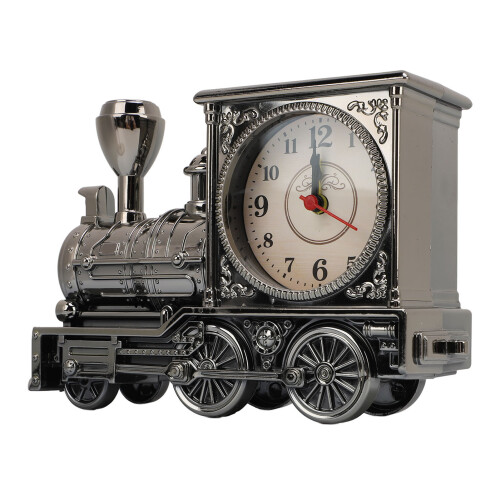 Vintage Train Head Alarm Clock, ABS, AA Battery Powered, Desktop Decor 1