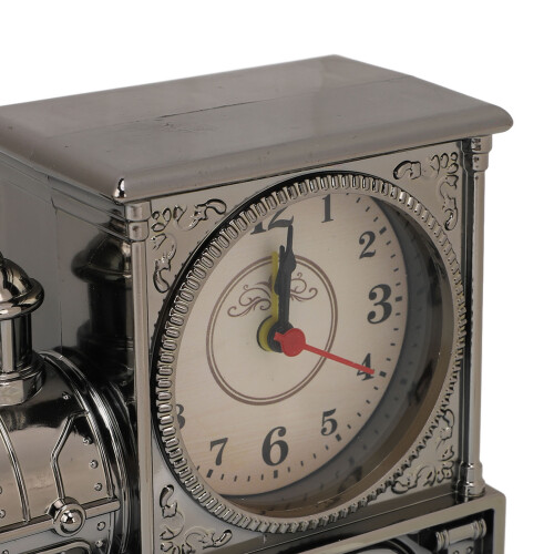 Vintage Train Head Alarm Clock, ABS, AA Battery Powered, Desktop Decor 2