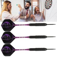 Stahlspitzen Dart-Set mit Metallspitze, rutschfeste leichte Flights, professionelle Darts für Dartboard, Zuhause Bar, lila