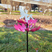Blumen-Windspinner aus Eisenlegierung Gartenpfahl