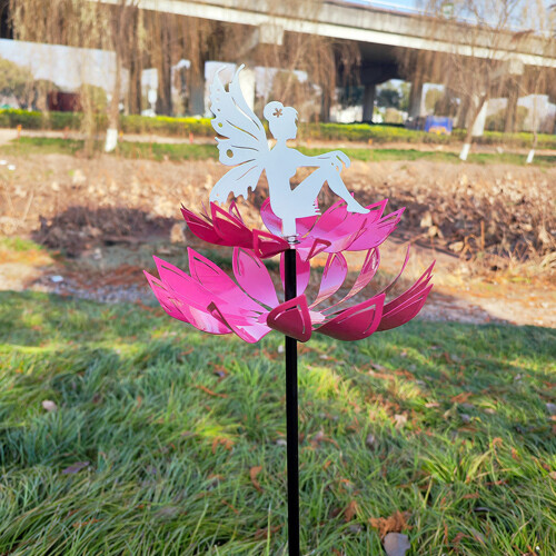 Blumen-Windspinner aus Eisenlegierung Gartenpfahl
