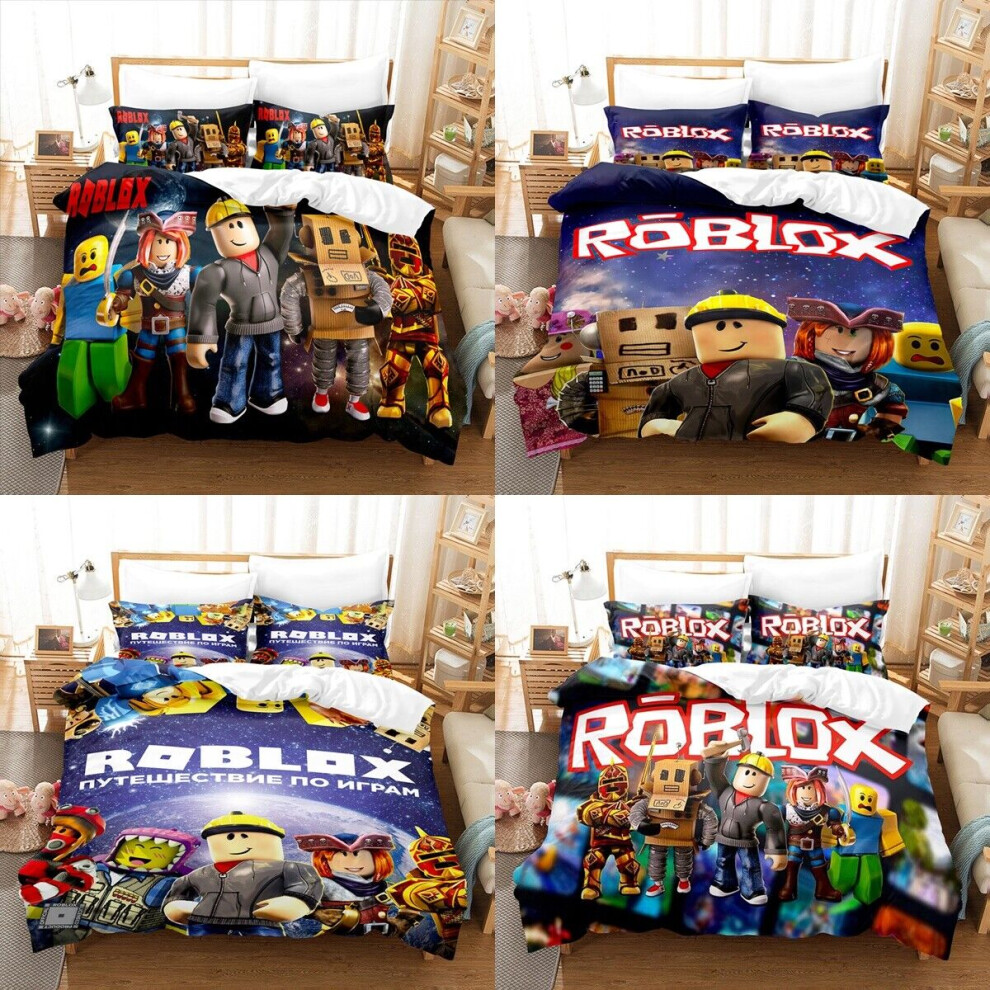 (#1, UK 220*240cm) Kids Roblox Character Quilt Duvet Cover Bedding Set with Single Double Size Gift-image-OPC-PJCVC9X-NEW